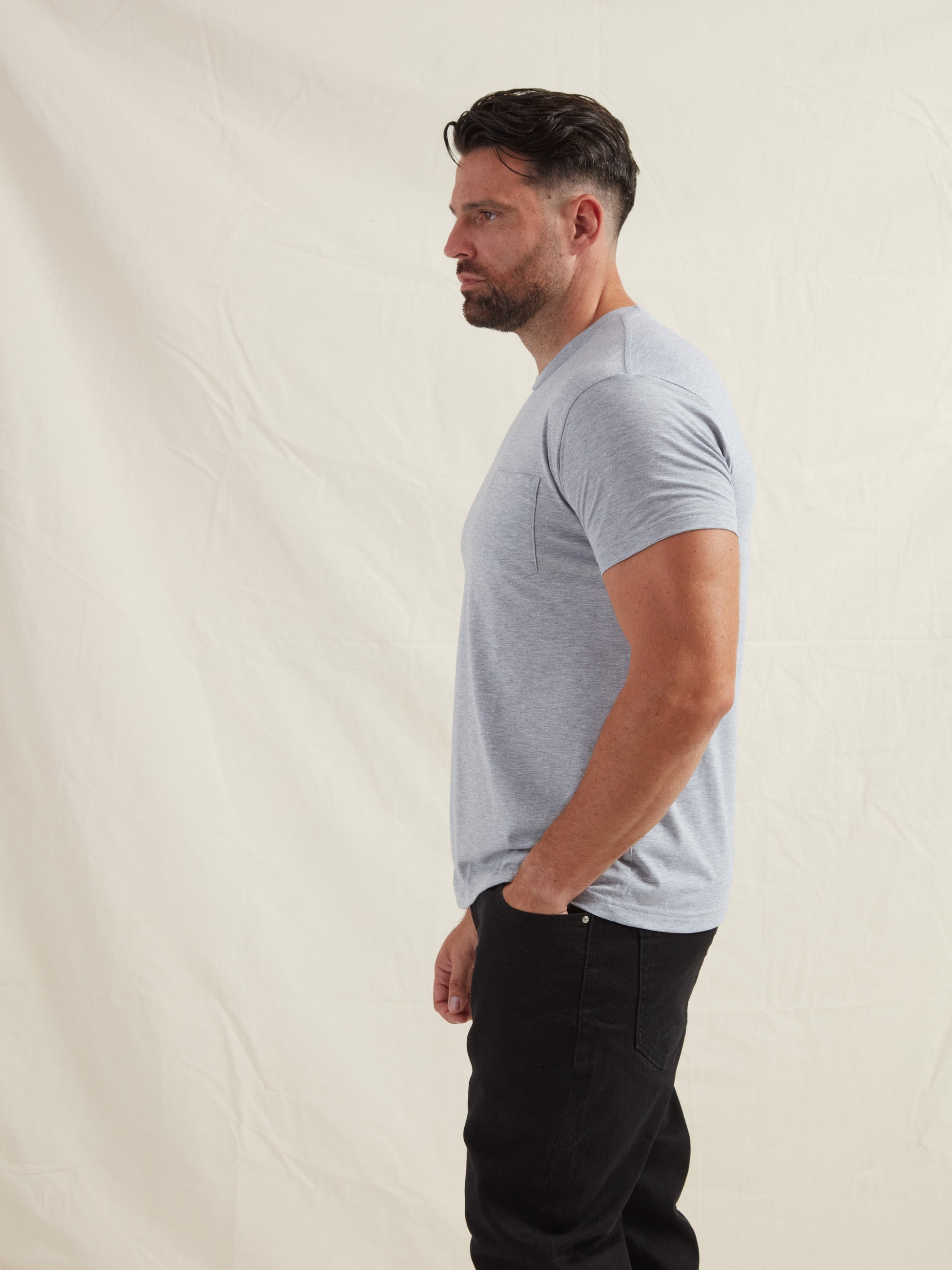 Load image into Gallery viewer, Heather Grey Pocket Crew Neck T-Shirt
