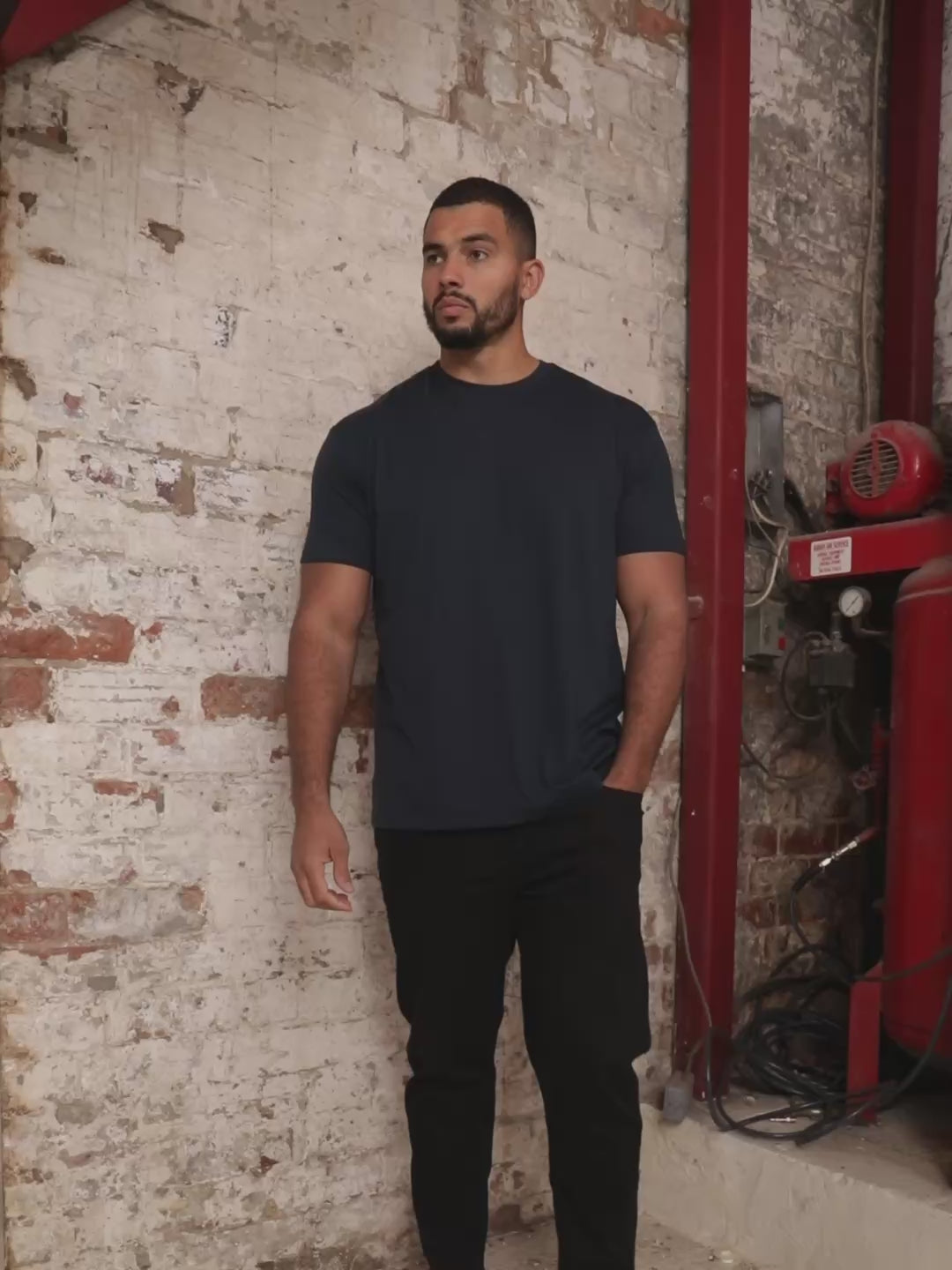Load and play video in Gallery viewer, Tall Navy Crew Neck T-Shirt
